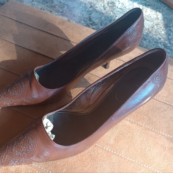 Prada Brown Pointed-Toe High Heel Pumps Size 7, (75) - Picture 5 of 8